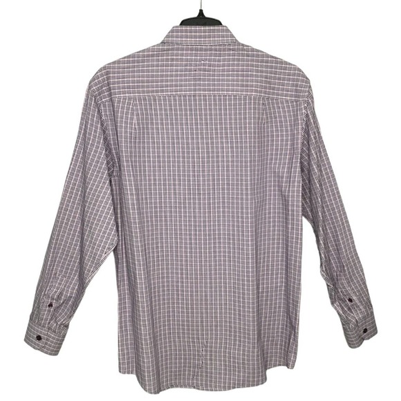 Tasso Elba Men’s Button Down Plaid 100% Cotton Long Sleeve Pocket Purple L - Picture 5 of 10